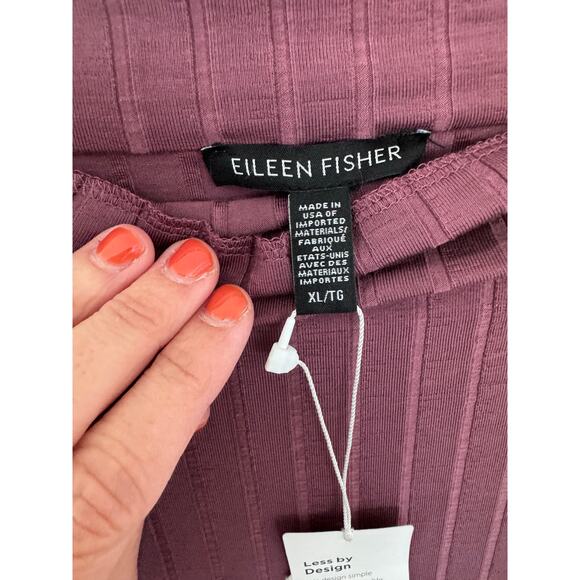 NWT Eileen Fisher Funnel Neck Ribbed Tencel Shift Dress Mauve XL - Picture 8 of 8